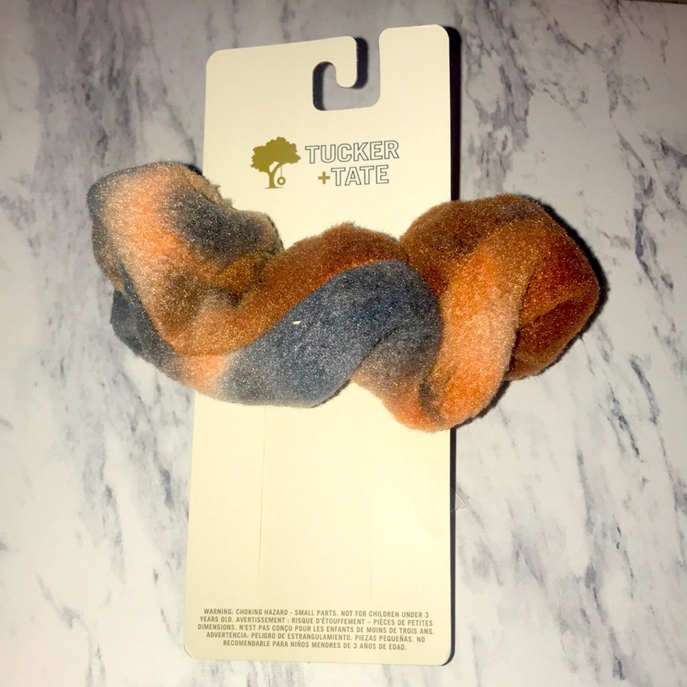 NEW Tucker and rate orange pop black tie dye oversized scrunchy hair tie